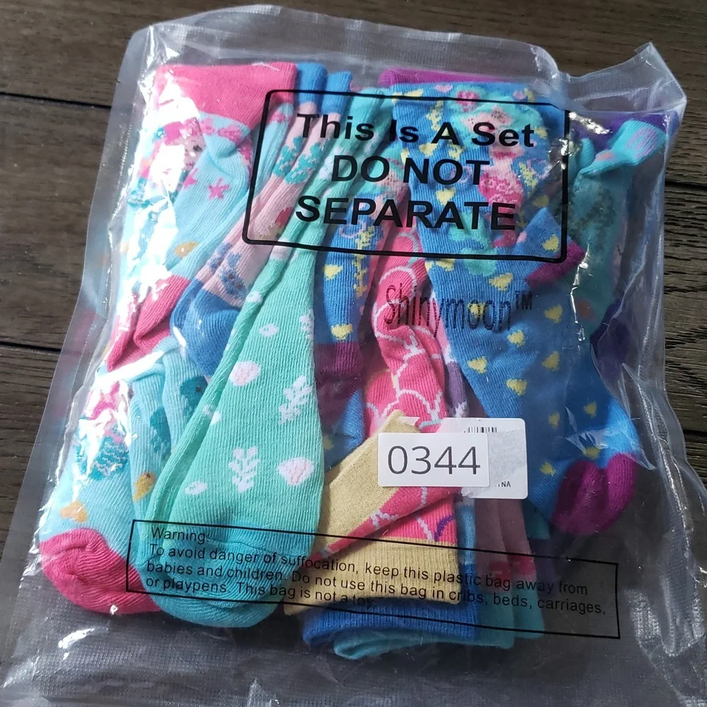 Mermaid Crew Socks Girls Size Large 9 14 Years 8 Pair
